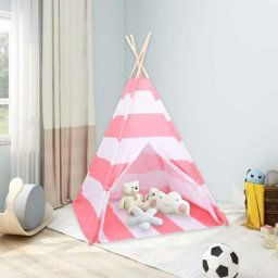 Tente tipi d'enfants et sac Peau de peche Rayures 120x120x150cm - Hommoo