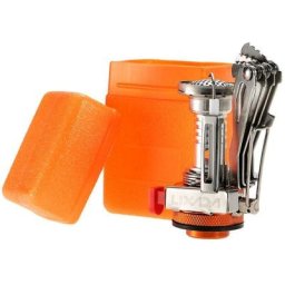 Réchaud de poche portable Mini réchaud intégré tout-en-un de camping (Orange)