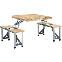 Topdeal - Table pliable de camping avec 4 sièges Acier Aluminium FF47687FR