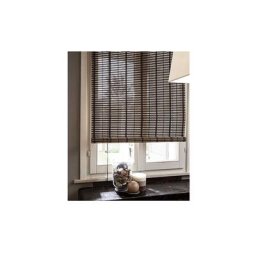 Volet en lanie'res de bambou marron fonce' 100x160 cm avec poulie enroulable supports bois et