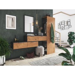 Ensemble meubles d&039entrée Blu-L 4 pièces à tiroirs pour 6 paires Oak