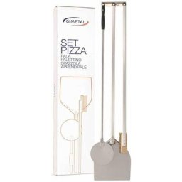 Gi.metal - Accessoires Four Pizza Pizzéria 4 Pièces 2 Pelles Acier/Aluminium/Laiton/Bois - Noir,