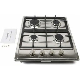 Réchaud à Gaz 23'' Réchaud à Gaz en Acier Inoxydable Réchaud 4 Feux Poêle Intégré pour Gaz Naturel