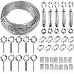 Kit de câble métallique en acier inoxydable de 30 m/2 mm avec tendeur de fil robuste M5, kit de