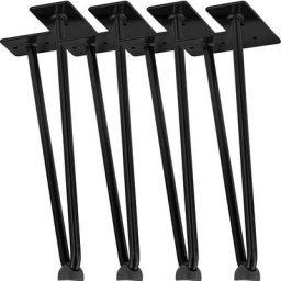 Set de 4 pieds de meuble Hairpin Legs avec deux tiges 10 à 70 cm, noir ou argenté, 30 cm noir