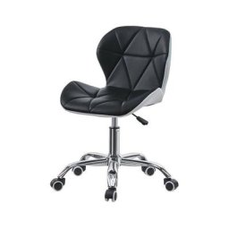Chaise de bureau pivotante réglable en similicuir rembourré avec roulettes et base chromée,Noir et