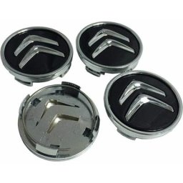 X4 Enjoliveurs en aluminium de 60 mm pour Citroen C2 C4 C5 C6 C-quatre Logo noir / chromé