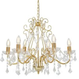 Lustre avec perles de cristal Doré Rond 6 x E14