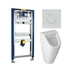 Pack complet Bâti support urinoir Geberit et Urinoir VitrA S20 Basic blanc, arrivée par arriére