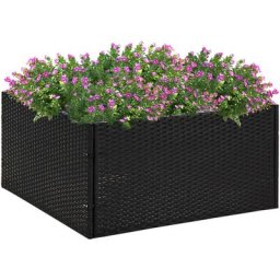 Bac à fleurs - Jardinière pour extérieur/intérieur jardin terrasse balcon - Noir 80x80x40 cm Résine