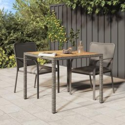 Table de jardin Table d'extérieur Table d'appoint 90x90x75cm Résine tressée et bois d'acacia Gris