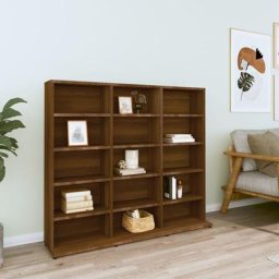 Tagère de Rangement pour cd/dvd Bibliothèque - pour Bureau Salon Chambre Cuisine Chêne marron