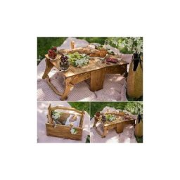 Panier de pique-nique en bois pliant extérieur, table de pique-nique à vin portable, table de