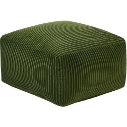 Pouf Ottoman Rectangulaire en Velours Côtelé Rembourré Vert Accessoire Déco Mukki - Vert