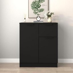 Buffet Meuble de rangement Commode noir 60x30x70 cm bois d'ingénierie 25220 - Noir