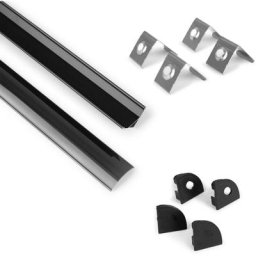Profilé d'angle en aluminium avec diffuseur, 4 embouts et 4 clips - Ruban led jusqu'à 10 mm - 2