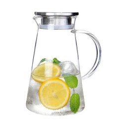 Pichet en Verre de 2 Litre avec Couvercle, Carafe en Verre pour Eau, thé glacé/vin/café/Lait/jus