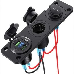 Panneau de Prise de Chargeur de Voiture 12V QC3.0 usb avec Prise d'allume Cigarette Voltmètre à led