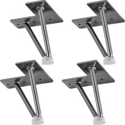 Set de 4 pieds de meuble Hairpin Legs avec deux tiges 10 à 70 cm, noir ou argenté, 10 cm argenté