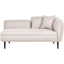 Méridienne Angle Droit avec Coussins en Polyester Bouclé Beige Clair Chevannes - Beige