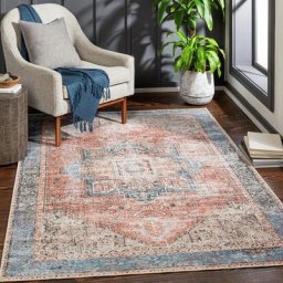 Surya - Tapis Lavable en Machine Vintage Oriental Rouge et Bleu 160x220 cm