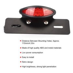 Moto ovale rétro led frein arrière feu arrière plaque d&39immatriculation lampe adaptée pour