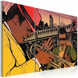 Tableau new york, capitale du jazz - 120 x 80 cm - Multicolore, Jaune