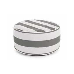 Pouf gonflable rayé blanc-gris