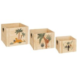 Atmosphera - Set de 3 cagettes enfant Jungle - bois créateur d'intérieur - Beige