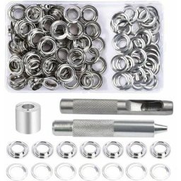 Oeillets Kit d'oeillets, 100 ensembles d'oeillets de 12 mm, kit de réparation de bâche, avec 3