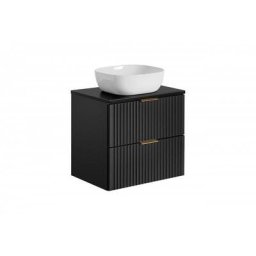 Ensemble meuble vasque à poser 60 cm en bois - Georgia Black - Livraison gratuite - Noir