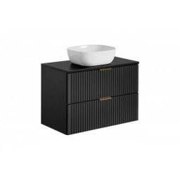Ensemble meuble vasque à poser 80 cm en bois - Georgia Black - Livraison gratuite - Noir