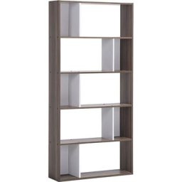 Grande Bibliothèque de 5 Étages au Style Moderne Marron et Blanc 174 cm de Hauteur Beliani Bois