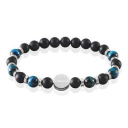 Bracelet Jourdan Homme 1921 Acier Blanc œil De Tigre Onyx