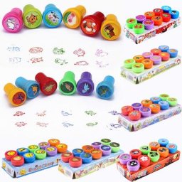 Lot de 10 timbres de dessin animé pour enfants jouet éducatif animaux Fruits dinosaures cadeaux