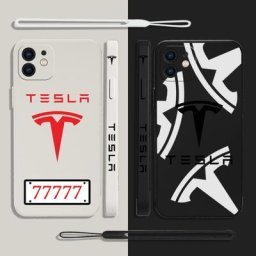 Coque de téléphone Teslas avec dragonne marque de voiture de luxe coques en silicone iPhone 14 13