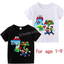 T-shirt en coton Super Mario Bros pour bébé chemises d'anniversaire dessin animé Anime vêtements