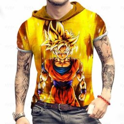 T-shirt à Capuche Manches Courtes pour Homme Vêtement de Haute Qualité Vegeta Y-Dragon Ball Z