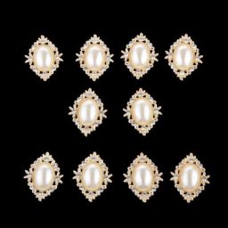 Phenovo 10 Perle Ovale Strass Bouton Flatback Embellissement Artisanat Or