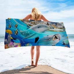 Serviette de plage imprimée DolDave pour adultes et enfants serviette de bain respirante