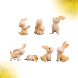 Mini figurines de pâques en forme de lapin 7 pièces Sculpture d'animaux pour la maison le