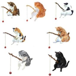 Ornements de chat de pêche figurine en résine décoration d'aquarium poisson invité livraison