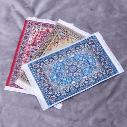 Mini Tapis Turc Tissé à la Main de 10x17cm 1 Pièce Polymère Miniature Accessoire de Maison de