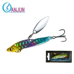 ANJUN-Leurre de pêche en métal Vib cuillère rotative à la traîne WobJeff appât dur coulant avec
