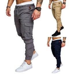 Pantalon Cargo Décontracté en Coton pour Homme Taille artificiel astique Multi-Poches Couleur