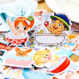 Autocollants créatifs Kawaii pour scrapbooking jolies mains jolies filles au bain autocollants