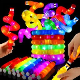Tubes Pop Lumineux à LED pour Enfant Jouets Sensoriels Nervures Commandées Cadeaux Fournitures