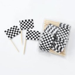Bâtonnets de fruits à carreaux noirs et blancs pour décoration de gâteau fournitures de fête