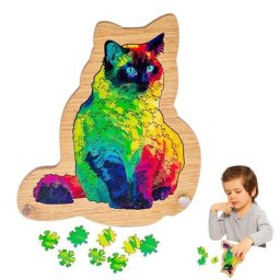 Puzzles de chat en bois découpés en bois pour adultes jouets en forme d'animaux jeu de famille