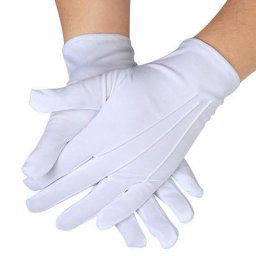 Gants de Performance de Poignet Blanc Uni pour Femme Mitaines Courtes de Serveuse de Cérémonie